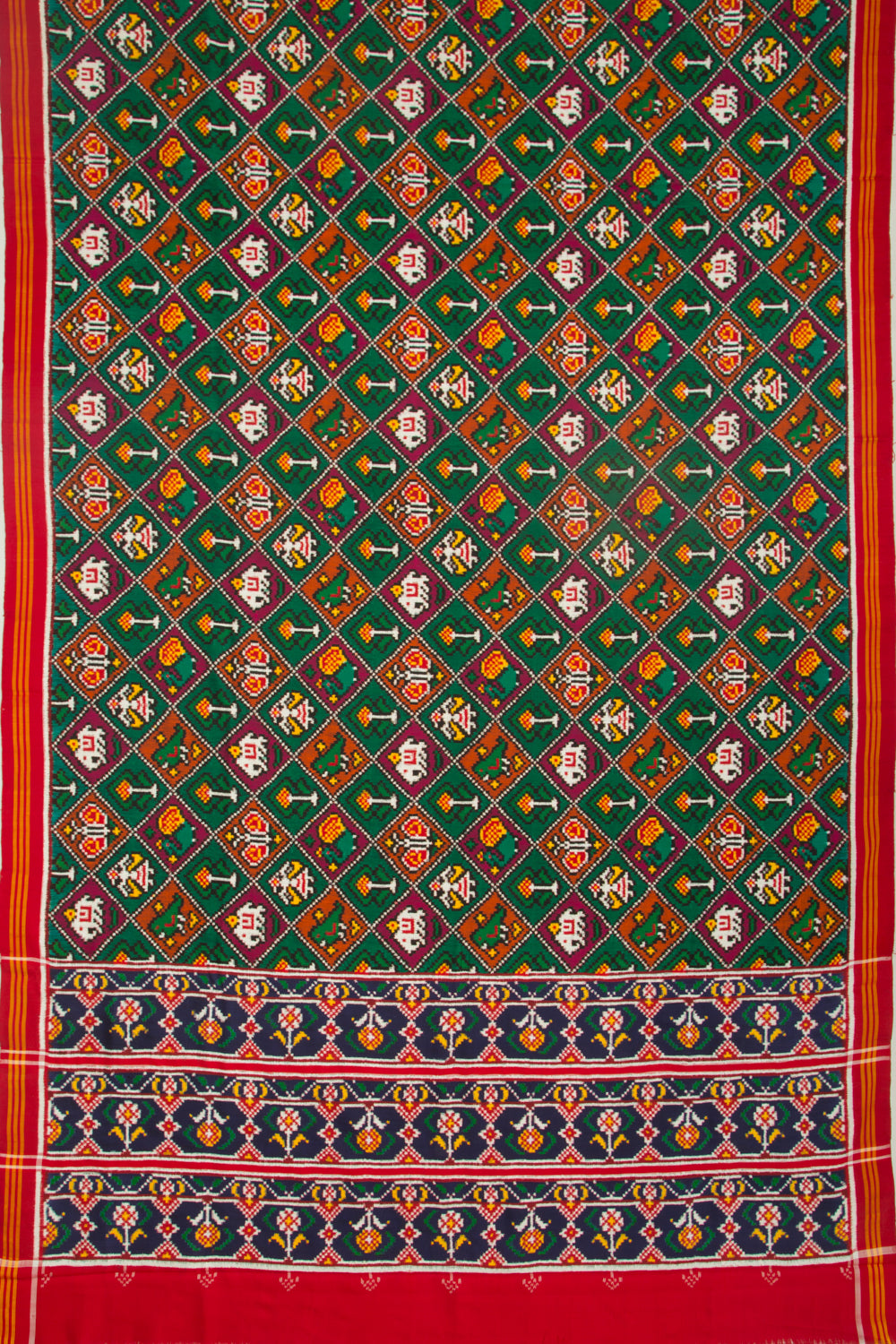 Patan Patola Silk Ikat 5 Figure Multicolour Saree
