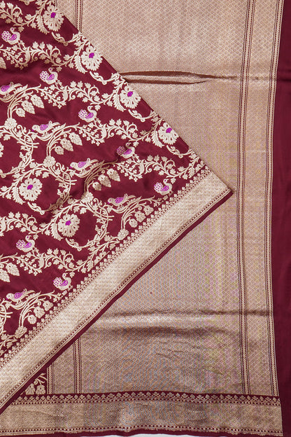 Banarasi Silk Kadwa Jaal Burgundy Saree