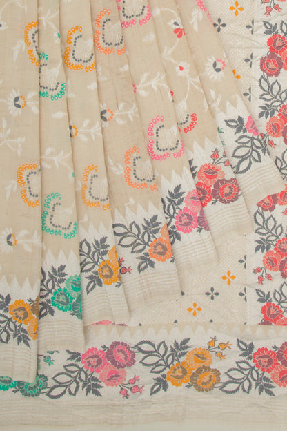 Banarasi Tussar Georgette Jaal Beige Saree