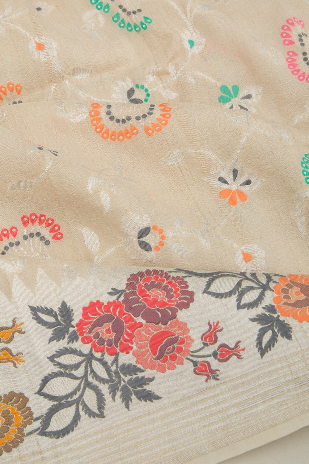 Banarasi Tussar Georgette Jaal Beige Saree