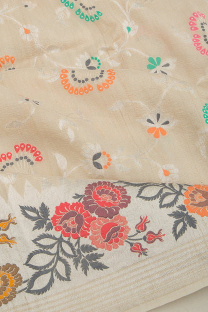 Banarasi Tussar Georgette Jaal Beige Saree