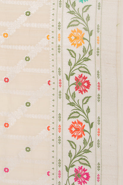 Banarasi Tussar Georgette Brocade Beige Saree