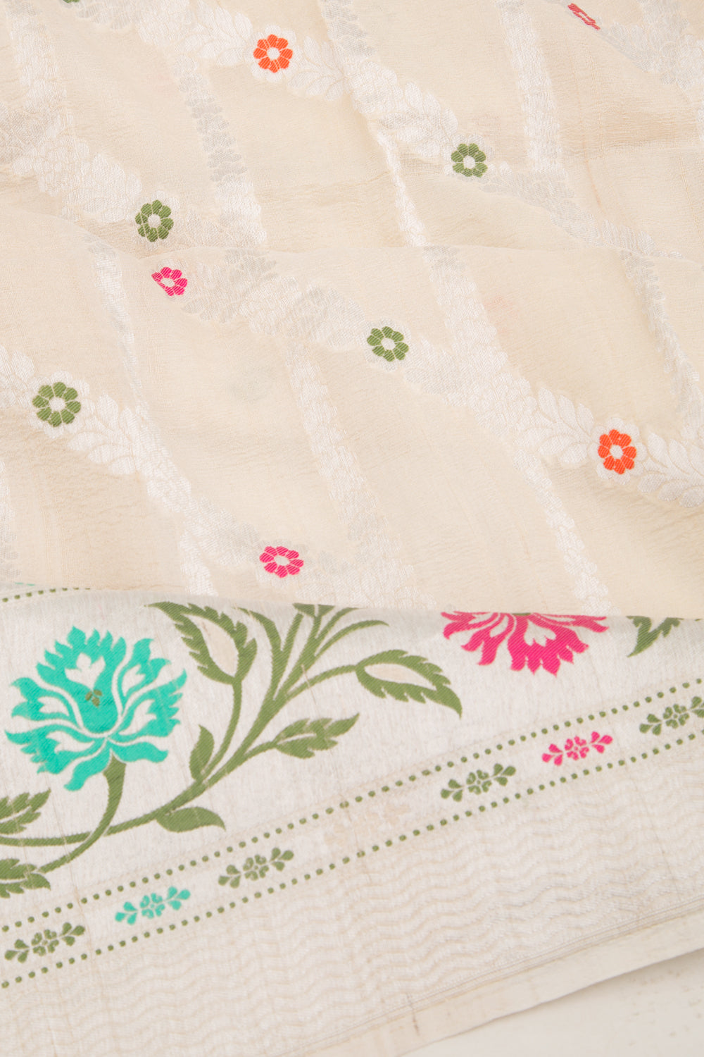 Banarasi Tussar Georgette Brocade Beige Saree