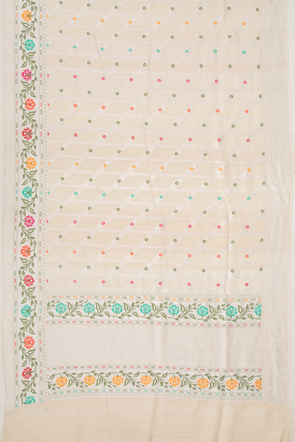 Banarasi Tussar Georgette Brocade Beige Saree