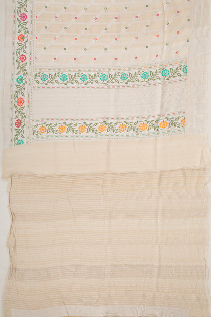 Banarasi Tussar Georgette Brocade Beige Saree