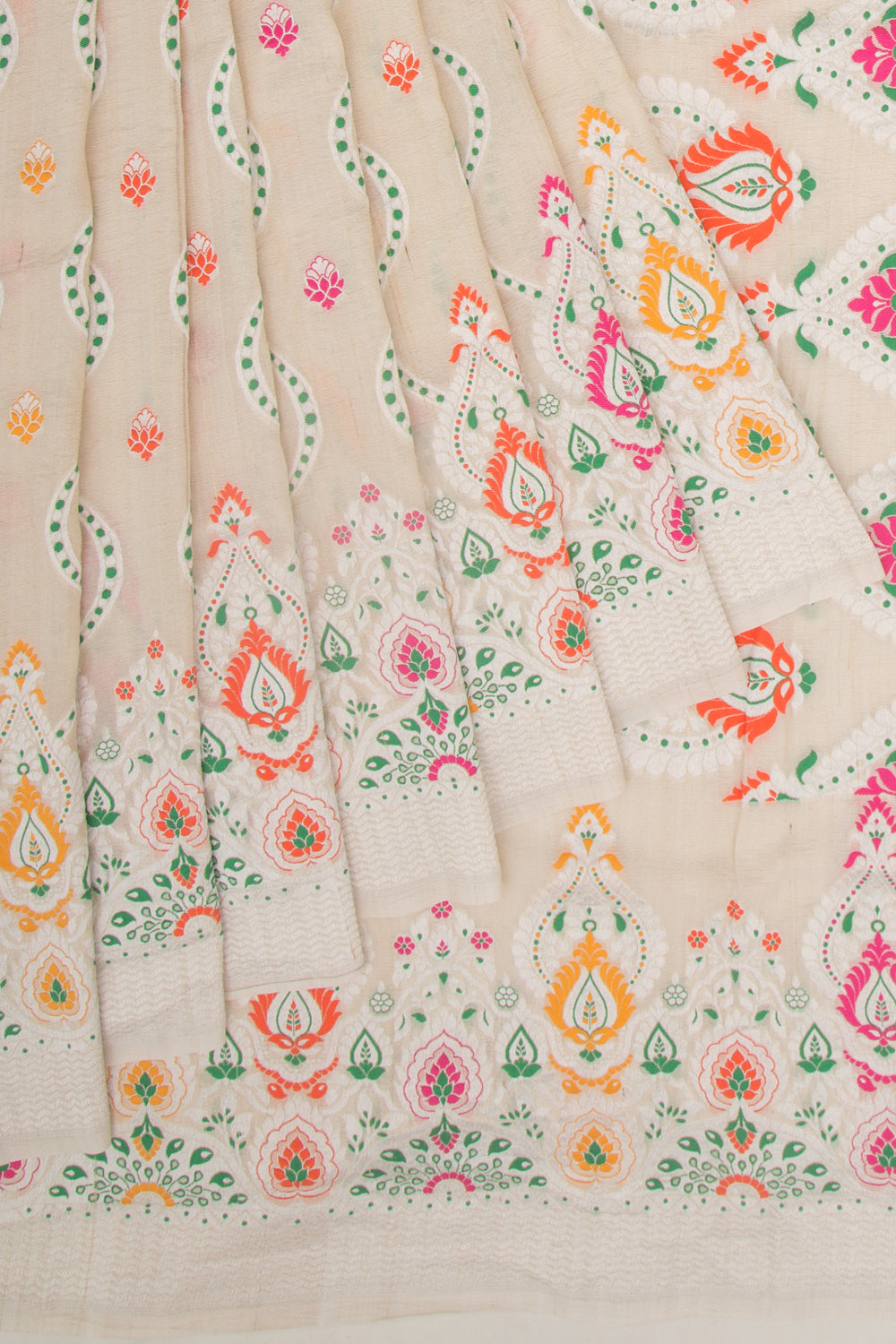 Banarasi Tussar Georgette Brocade Beige Saree