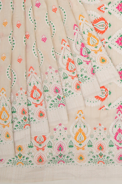 Banarasi Tussar Georgette Brocade Beige Saree