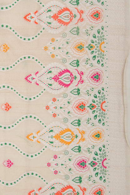 Banarasi Tussar Georgette Brocade Beige Saree