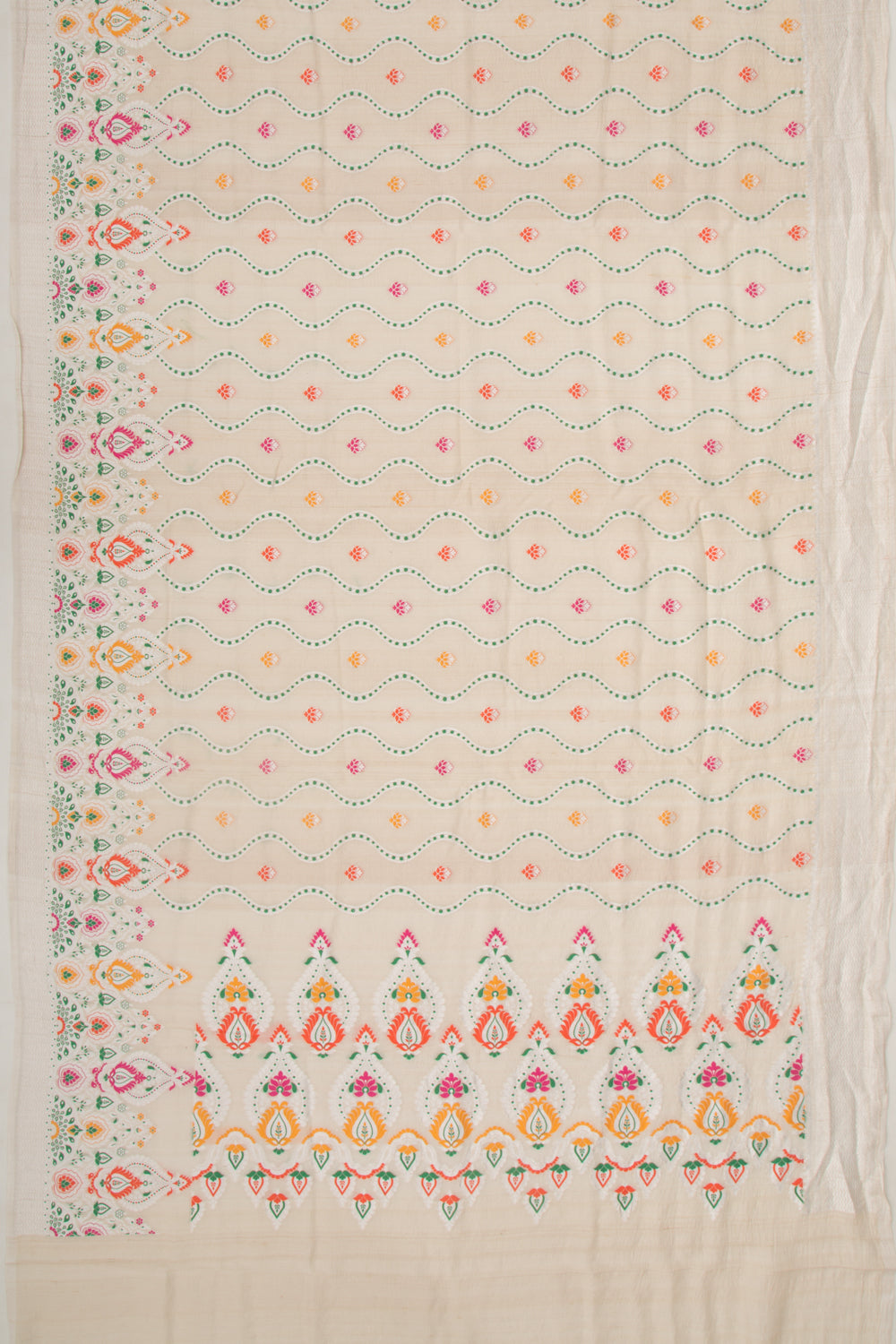 Banarasi Tussar Georgette Brocade Beige Saree