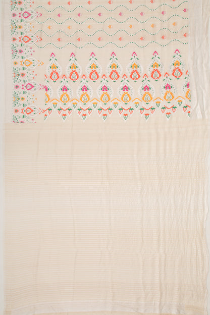 Banarasi Tussar Georgette Brocade Beige Saree