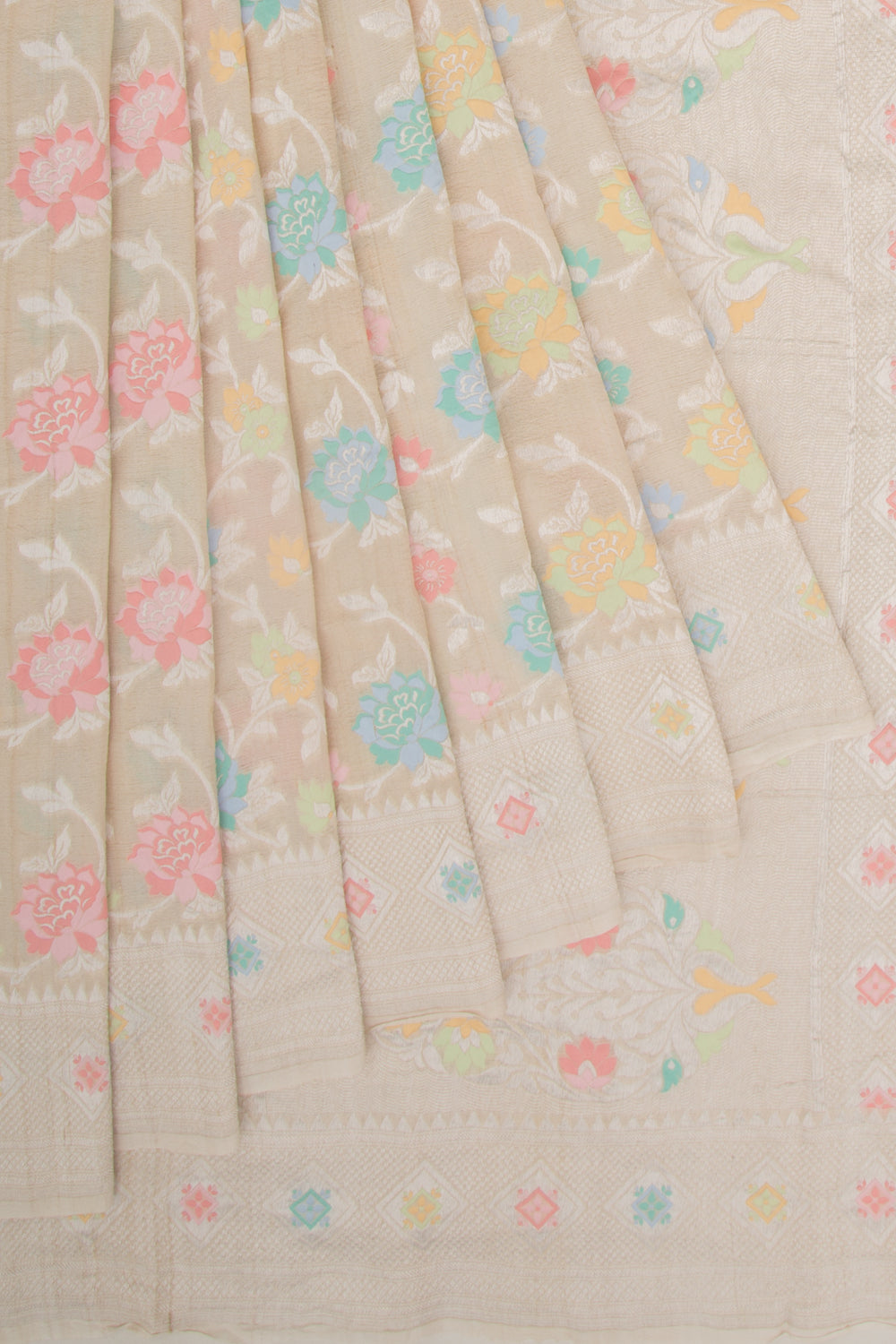 Banarasi Tussar Georgette Jaal Beige Saree