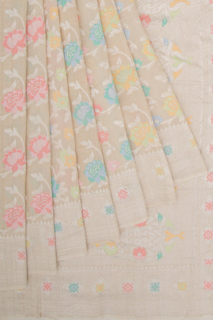 Banarasi Tussar Georgette Jaal Beige Saree