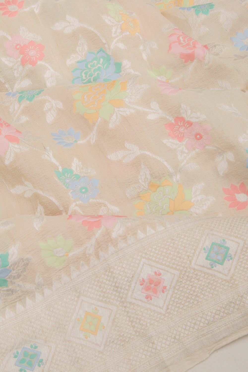 Banarasi Tussar Georgette Jaal Beige Saree