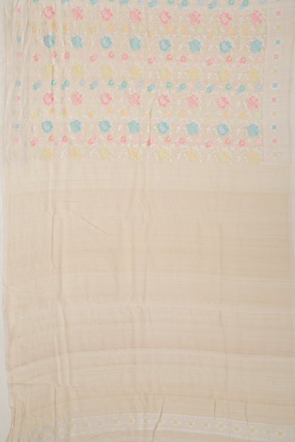 Banarasi Tussar Georgette Jaal Beige Saree