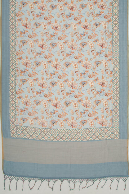 Chanderi Silk Floral Printed Blue Saree