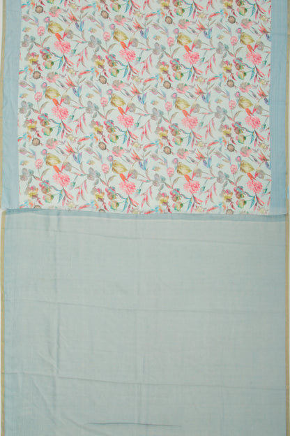 Chanderi Silk Floral Printed Pastel Blue Saree