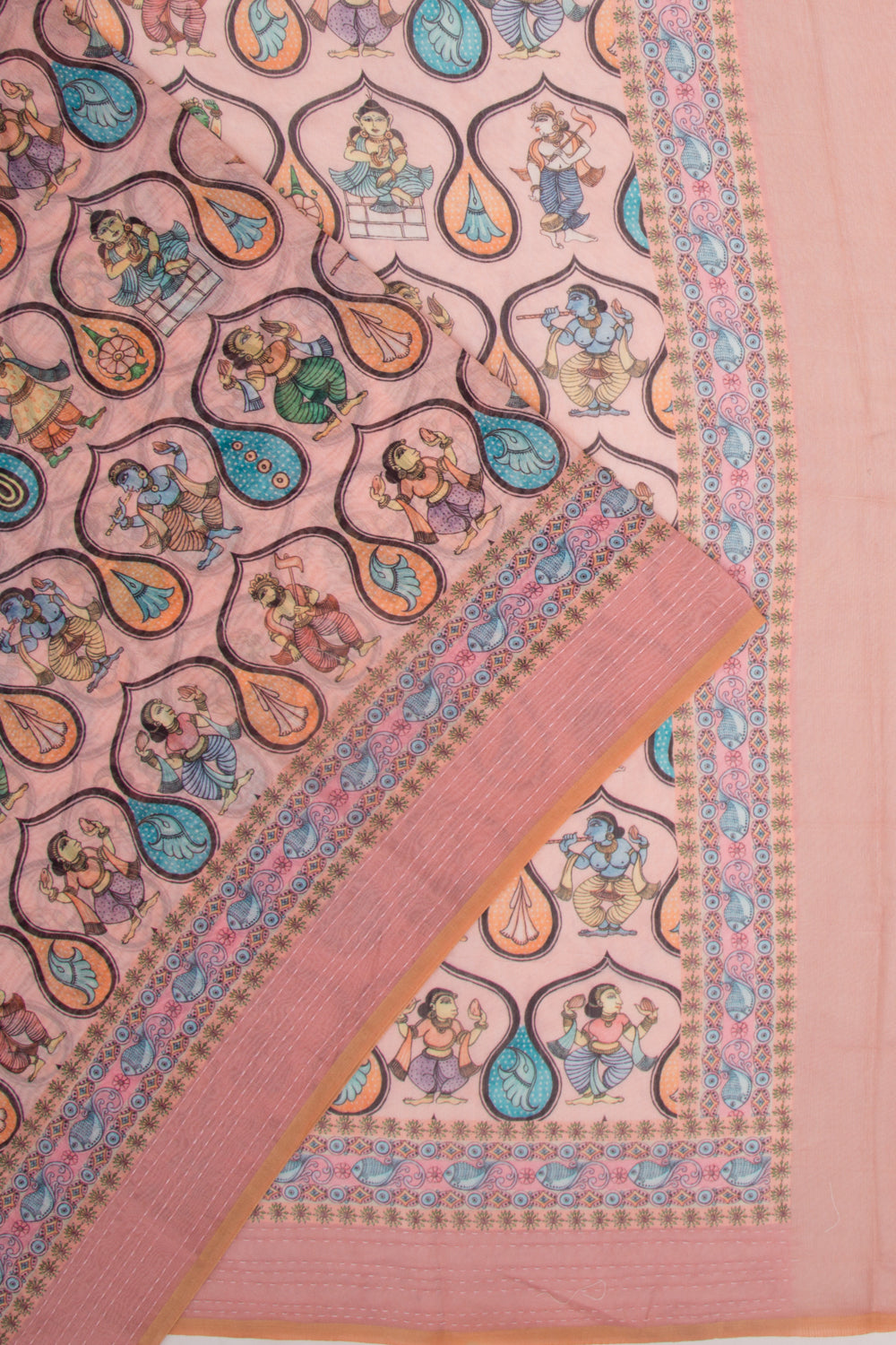 Chanderi Silk Printed Baby Pink Saree