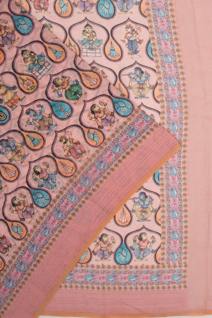 Chanderi Silk Printed Baby Pink Saree