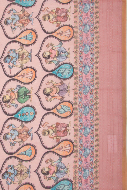 Chanderi Silk Printed Baby Pink Saree