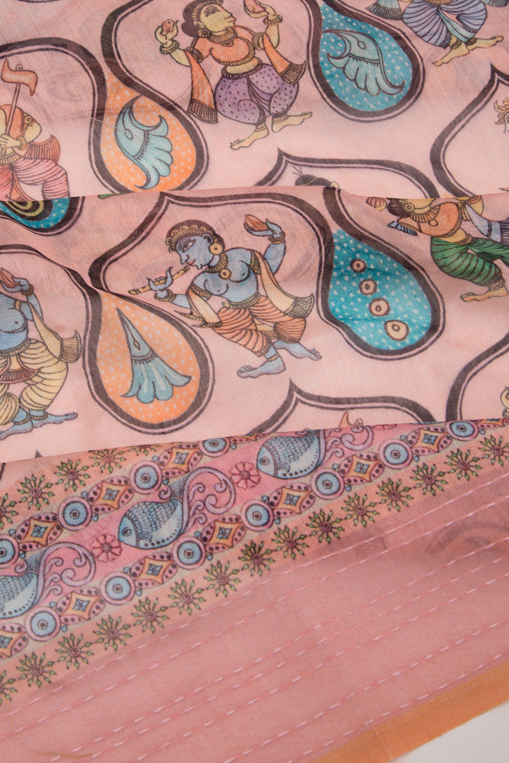 Chanderi Silk Printed Baby Pink Saree