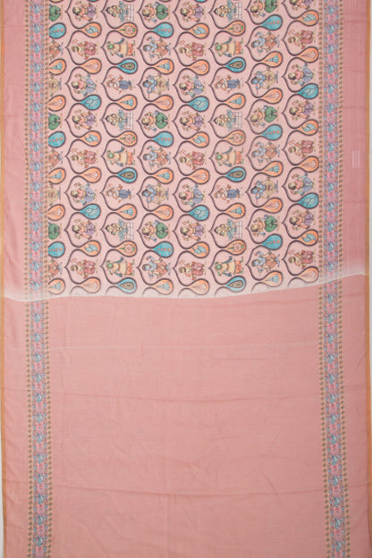 Chanderi Silk Printed Baby Pink Saree