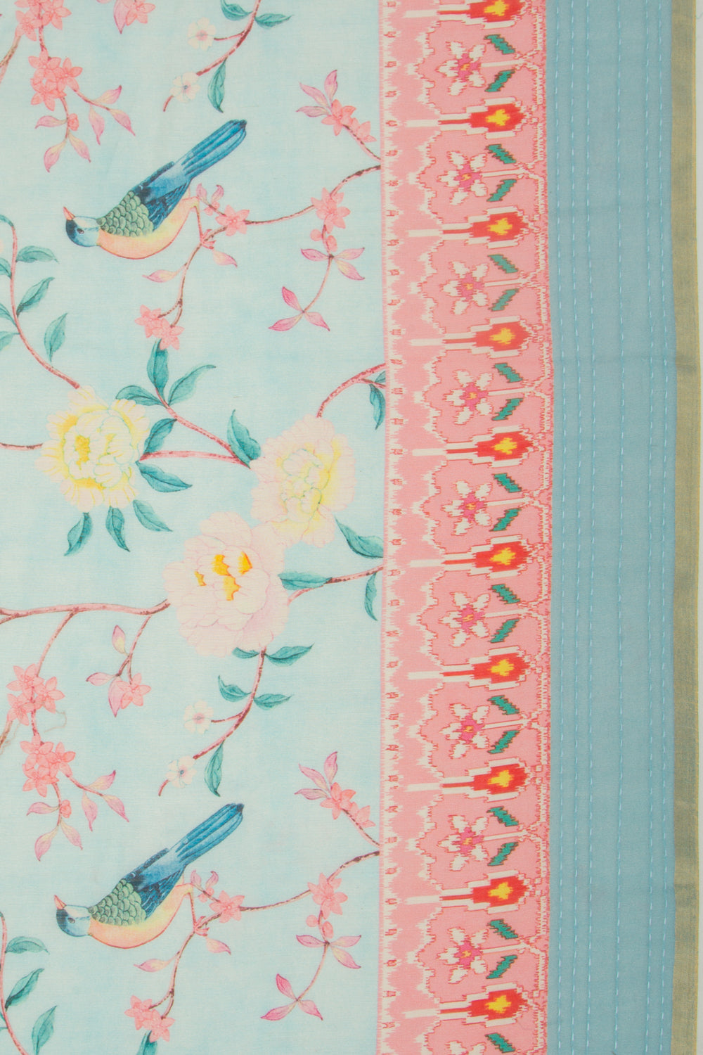 Chanderi Silk Floral Printed Sky Blue Saree