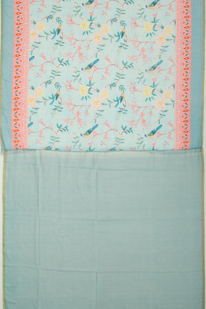 Chanderi Silk Floral Printed Sky Blue Saree