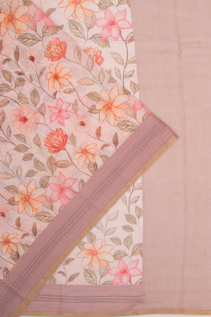 Chanderi Silk Floral Printed Pastel Orange Saree