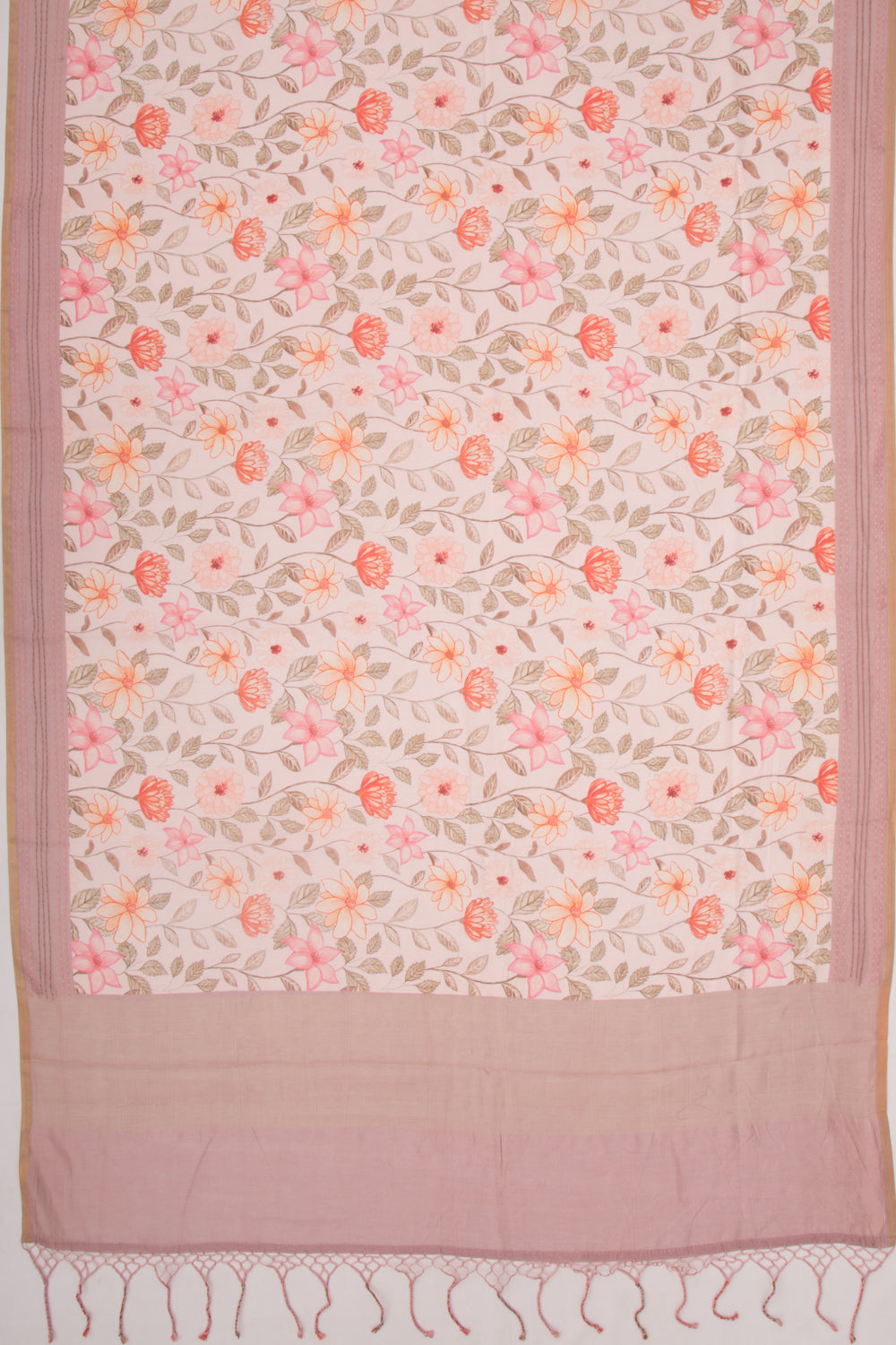 Chanderi Silk Floral Printed Pastel Orange Saree