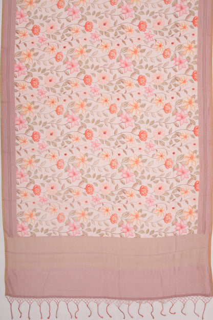 Chanderi Silk Floral Printed Pastel Orange Saree