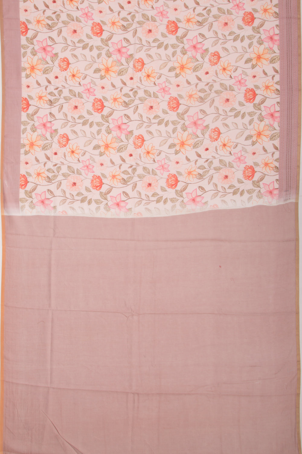 Chanderi Silk Floral Printed Pastel Orange Saree