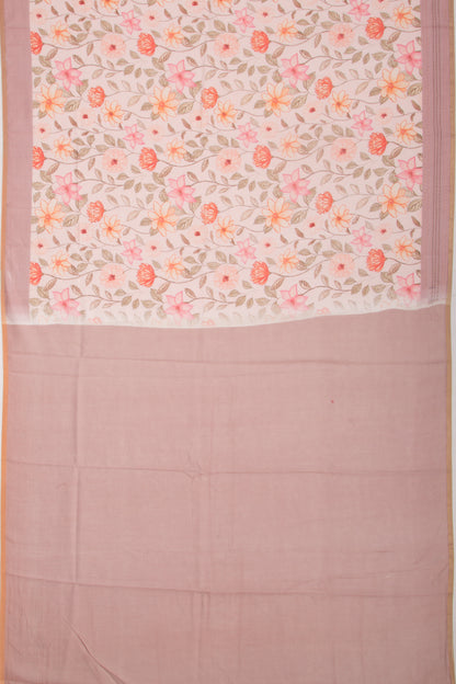 Chanderi Silk Floral Printed Pastel Orange Saree
