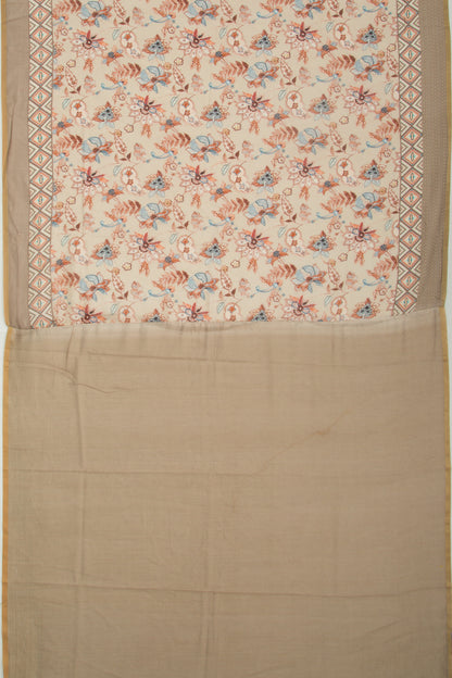 Chanderi Silk Printed Cream Saree