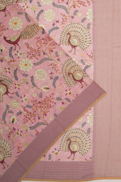 Chanderi Silk Floral Printed Baby Pink Saree