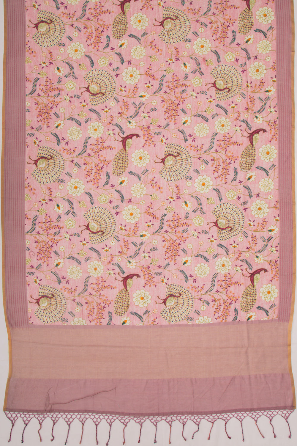 Chanderi Silk Floral Printed Baby Pink Saree