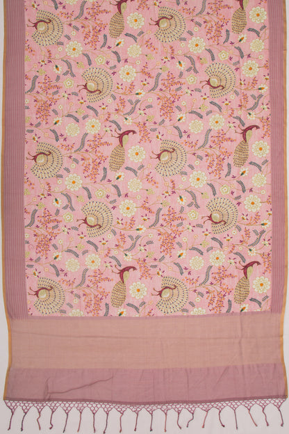 Chanderi Silk Floral Printed Baby Pink Saree