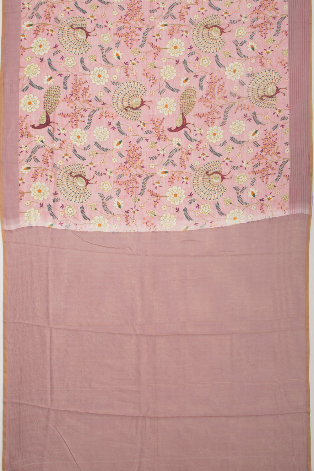 Chanderi Silk Floral Printed Baby Pink Saree