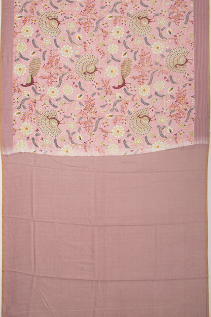 Chanderi Silk Floral Printed Baby Pink Saree