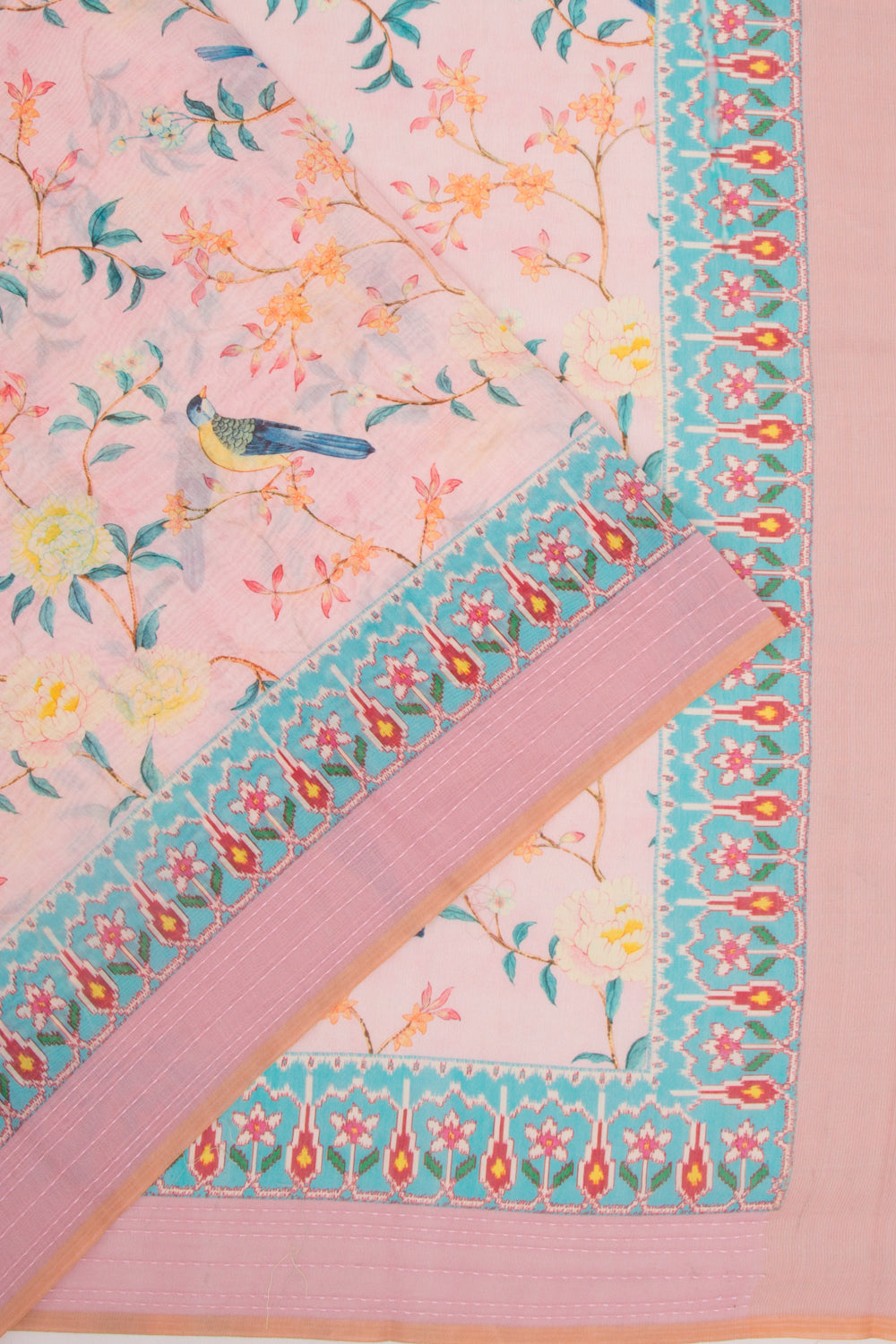 Chanderi Silk Printed Baby Pink Saree