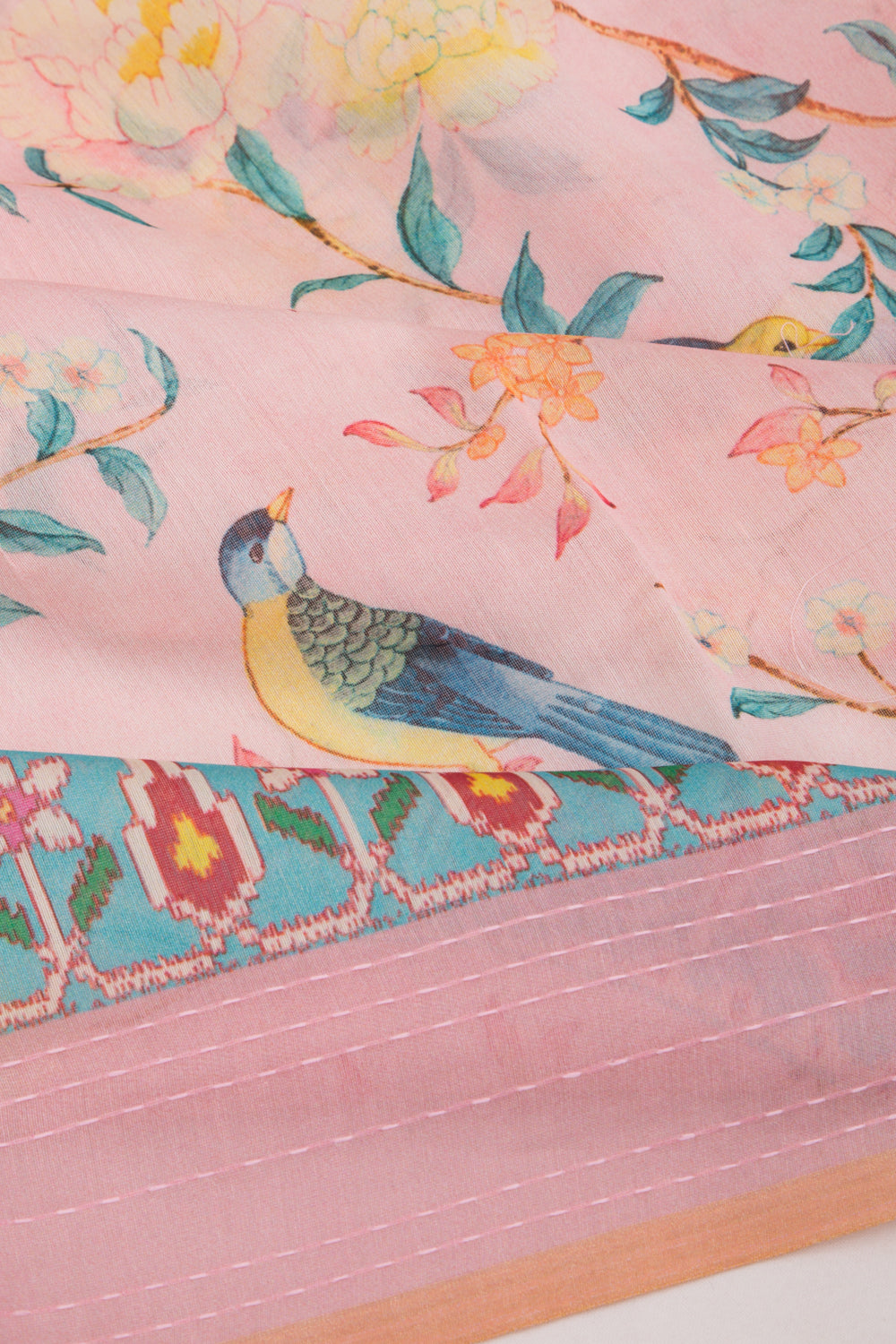 Chanderi Silk Printed Baby Pink Saree