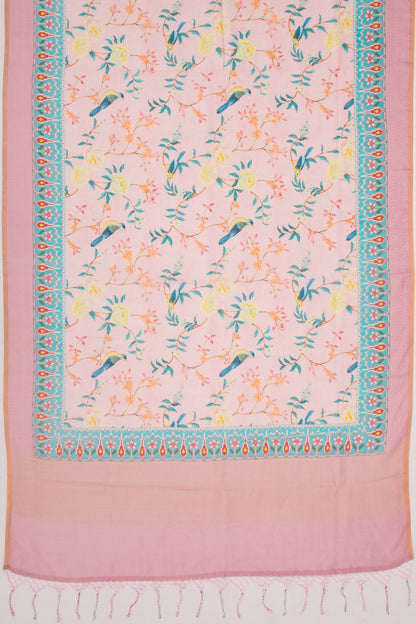 Chanderi Silk Printed Baby Pink Saree
