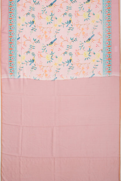 Chanderi Silk Printed Baby Pink Saree