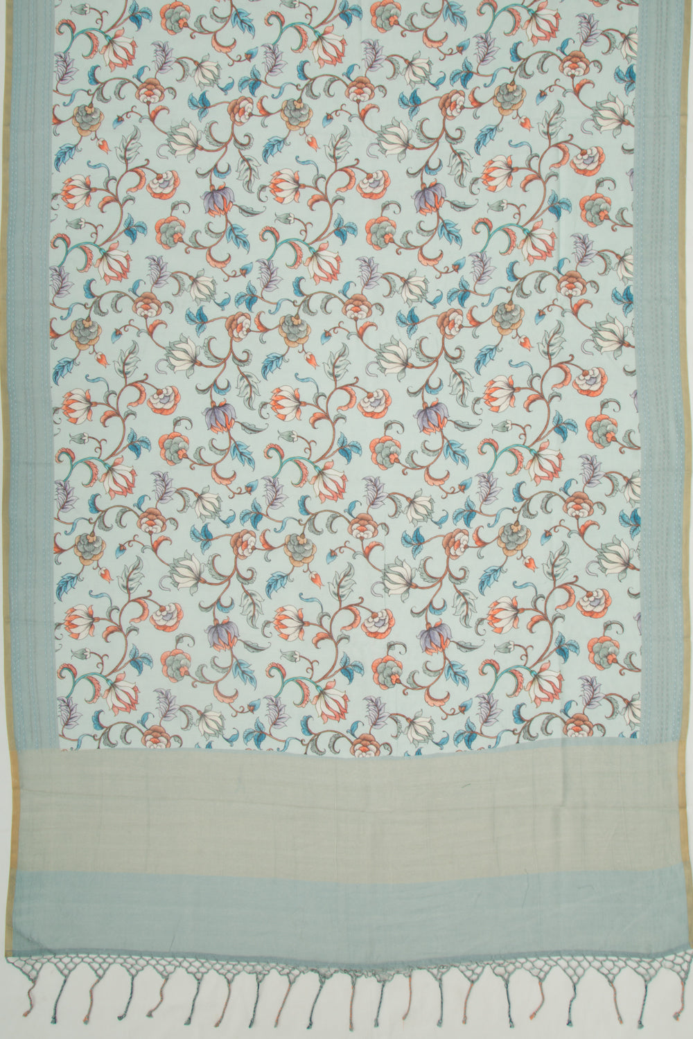 Chanderi Silk Floral Printed Sky Blue Saree