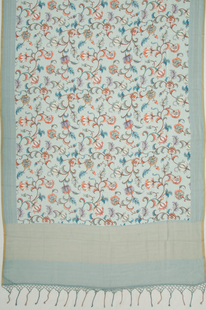 Chanderi Silk Floral Printed Sky Blue Saree