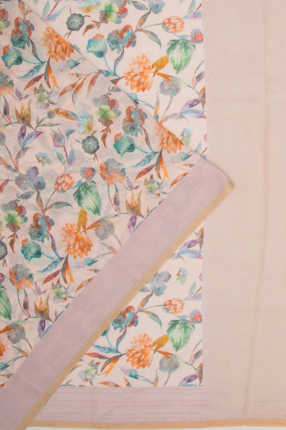 Chanderi Silk Floral Printed Pink Saree