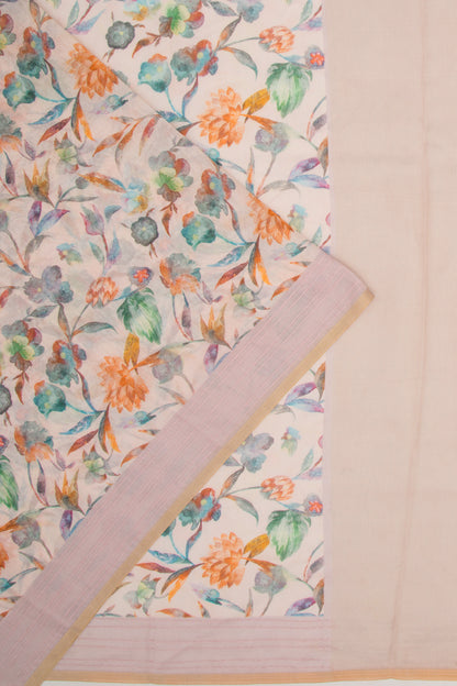 Chanderi Silk Floral Printed Pink Saree