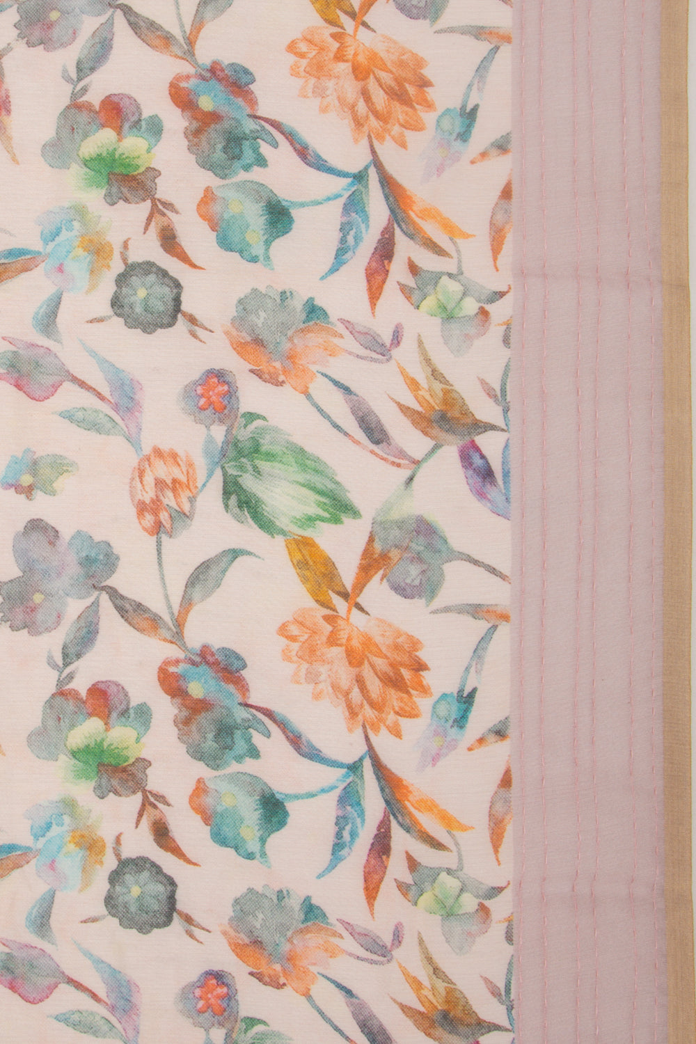 Chanderi Silk Floral Printed Pink Saree