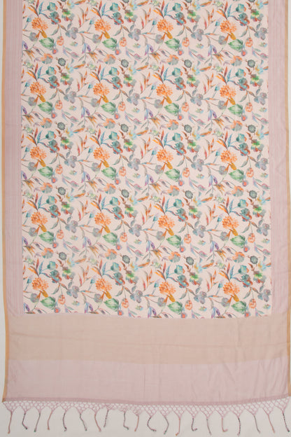 Chanderi Silk Floral Printed Pink Saree