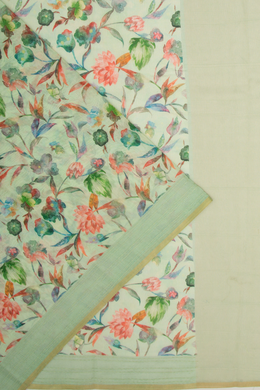 Chanderi Silk Floral Printed Green Saree