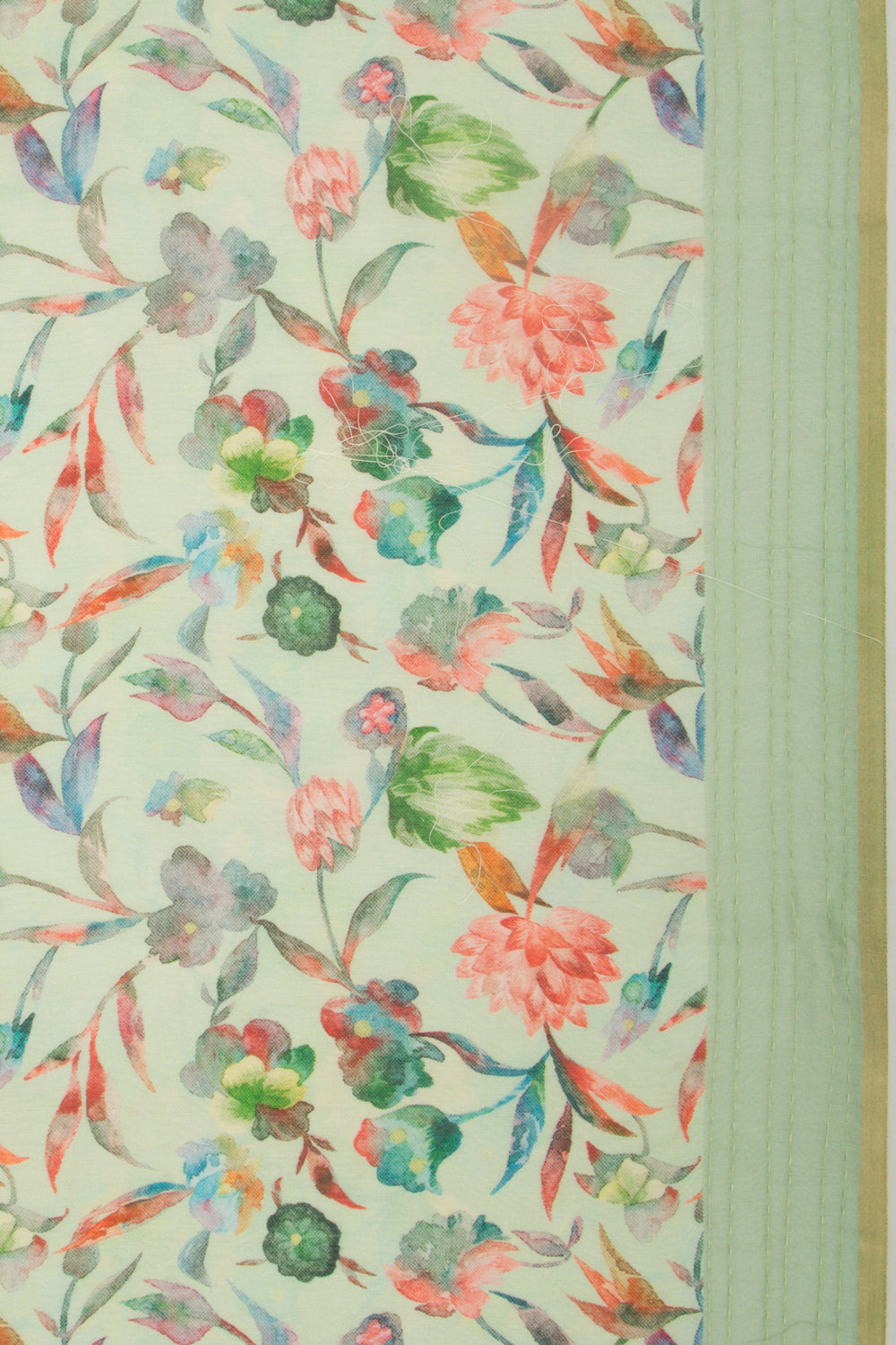 Chanderi Silk Floral Printed Green Saree